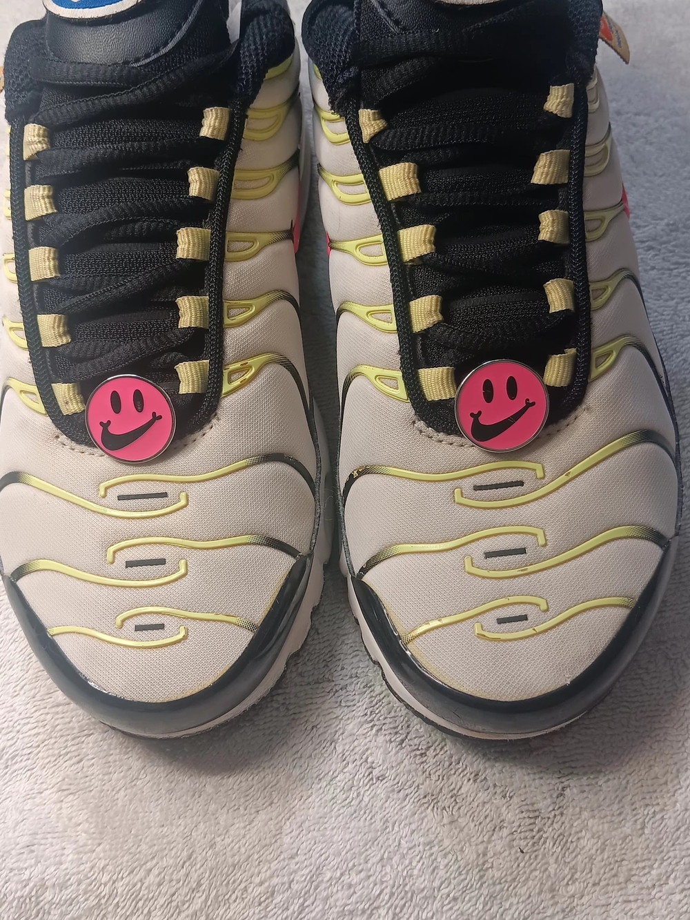 Nike Women’s White Sneakers with Black, Pink & Yellow Accents